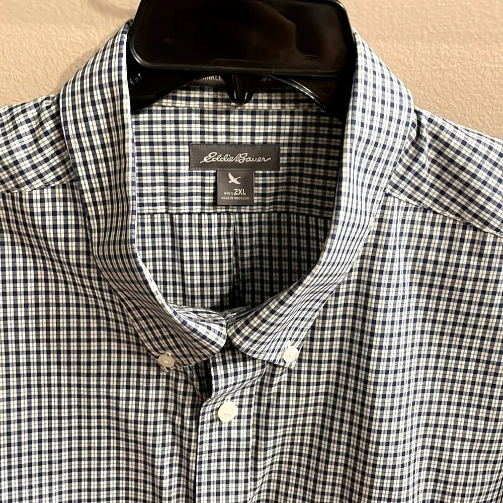 Eddie Bauer NWOT men’s wrinkle free RELAXED fit button down plaid shirt 2XL